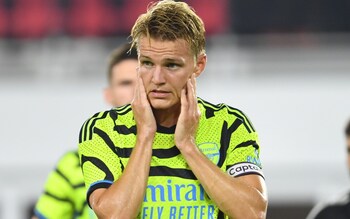 Martin Odegaard of Arsenal during the MLS All-Star Game between Arsenal FC and MLS All-Stars at Audi Field on July 19, 2023, in Washington DC