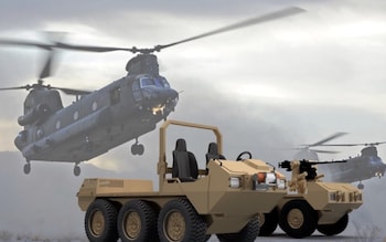 An artist's rendering of the HAWC vehicle being deployed on the battlefield