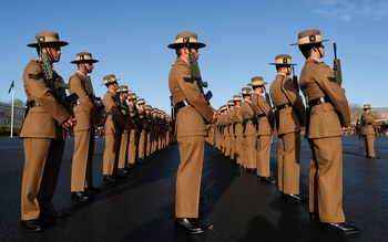 Gurkha recruits pass out as they complete their military training at Helles Barracks at the Infantry Training Centre