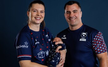 Abbie Ward with her husband, Dave Ward, the Bristol Bears head coach, and their baby, Hallie - Abbie Ward interview: I approached my pregnancy like a knee injury