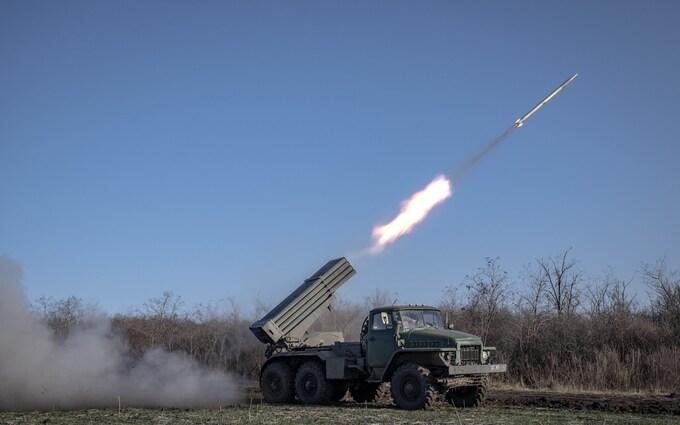 Ukrainian soldiers fire artillery at their fighting position in the direction of Avdiivka of Donetsk Oblast, Ukraine on November 28, 2023. 