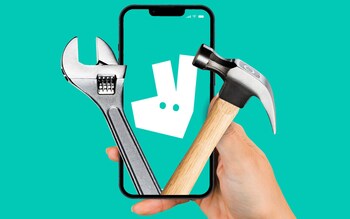 Deliveroo app with hammer and spanner
